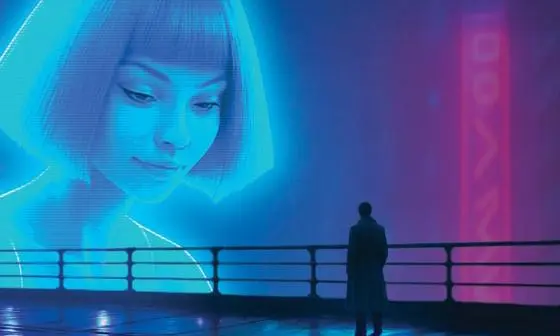 AI woman gazes at silhouette of man