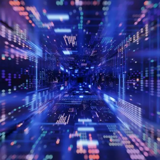Blue digital tunnel