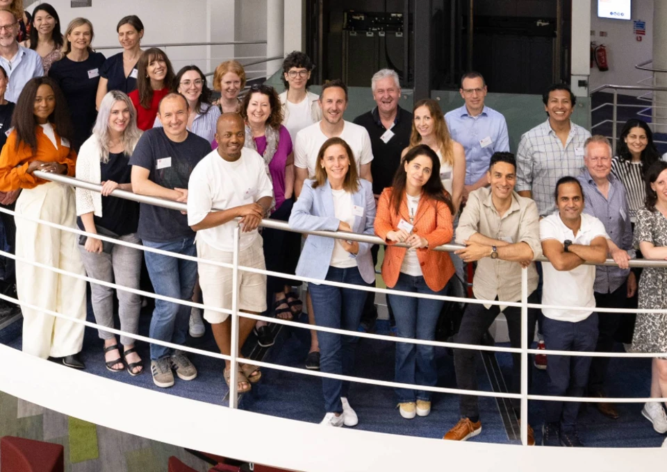 EMSc alumni on LSE library stairs