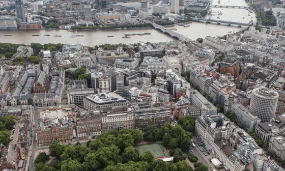 Bird's eye view of lse campus by the river thames