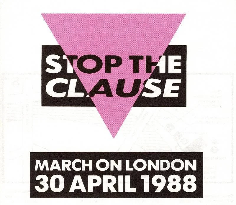 A leaflet with a pink triangle on and details of a march