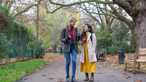 LSE students walking in a park