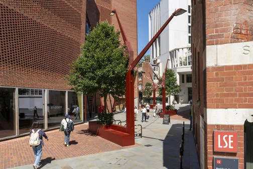 Sunny day outside the LSE Saw Swee Hock Student Centre
