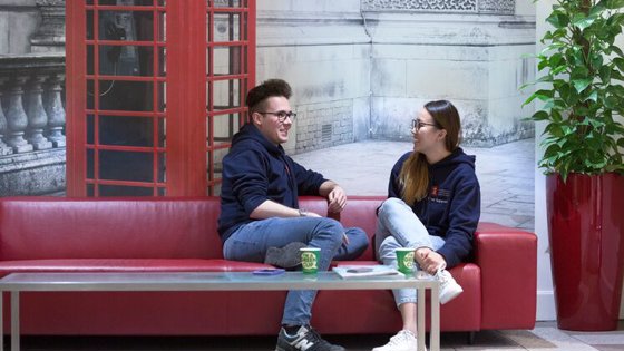 Two students taking part in Action for Happiness held in LSE Residences during London Wellbeing Week 2020.