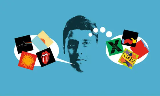 A man thinking about one type of popular culture but talking about another