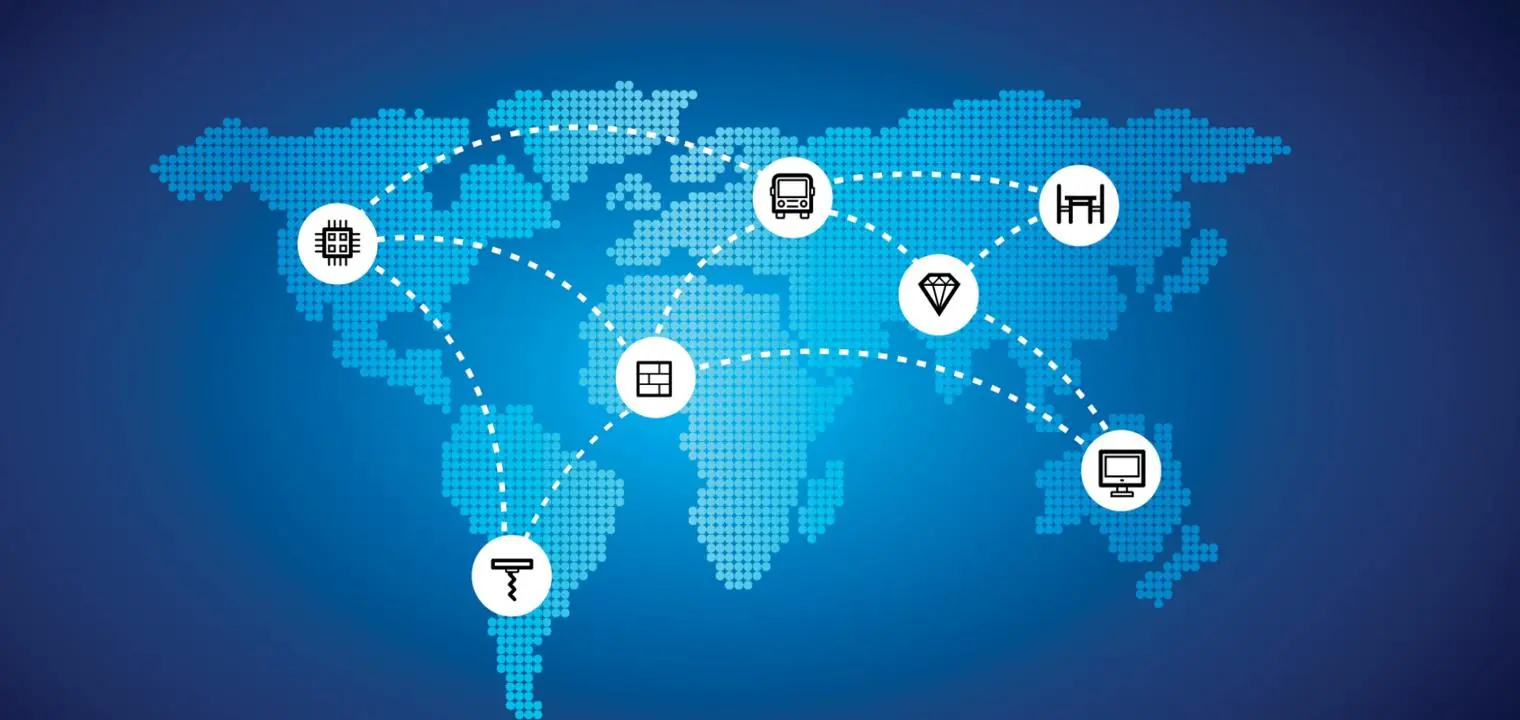 Map of the world showing the global nature of trade and Global Value Chains