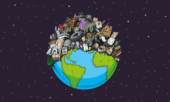 The earth covered in rubbish