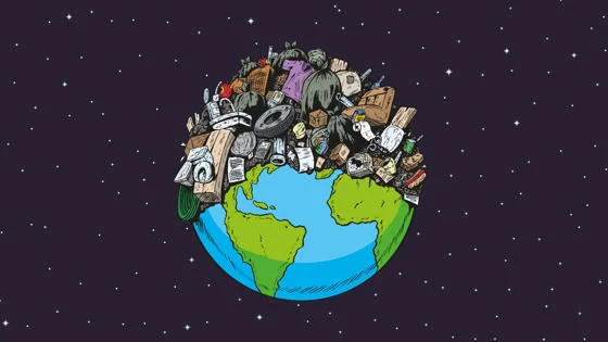 The earth covered in rubbish