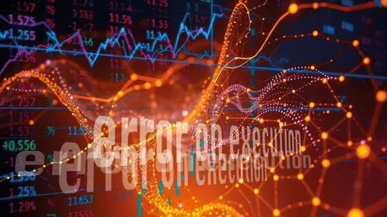 Graphic with stock market numbers and the text "error on execution"