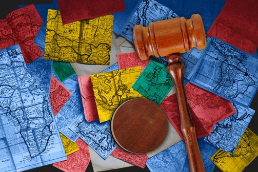 world maps and gavel