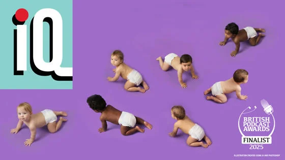 various babies on purple background