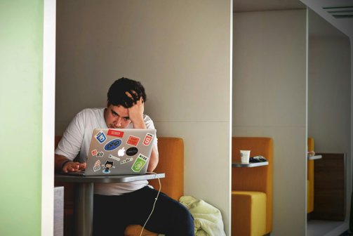 A stressed student studying