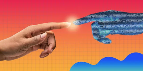 A human hand touching an AI hand