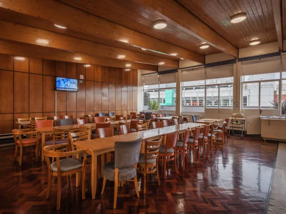 The communal room at the Carr-Saunders Hall accommodation building at LSE