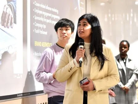 Students taking part in a presentation