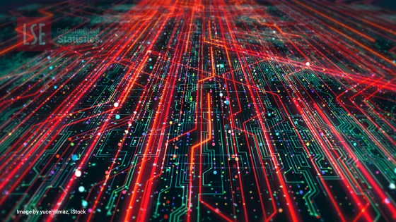 Department of Statistics red and green data flow graphic