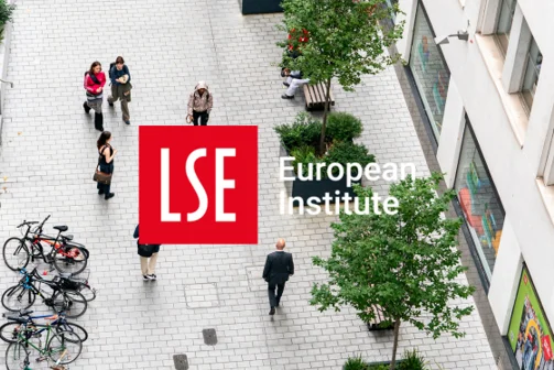 EI logo over an aerial picture of St. Clement'a Lane on campus.