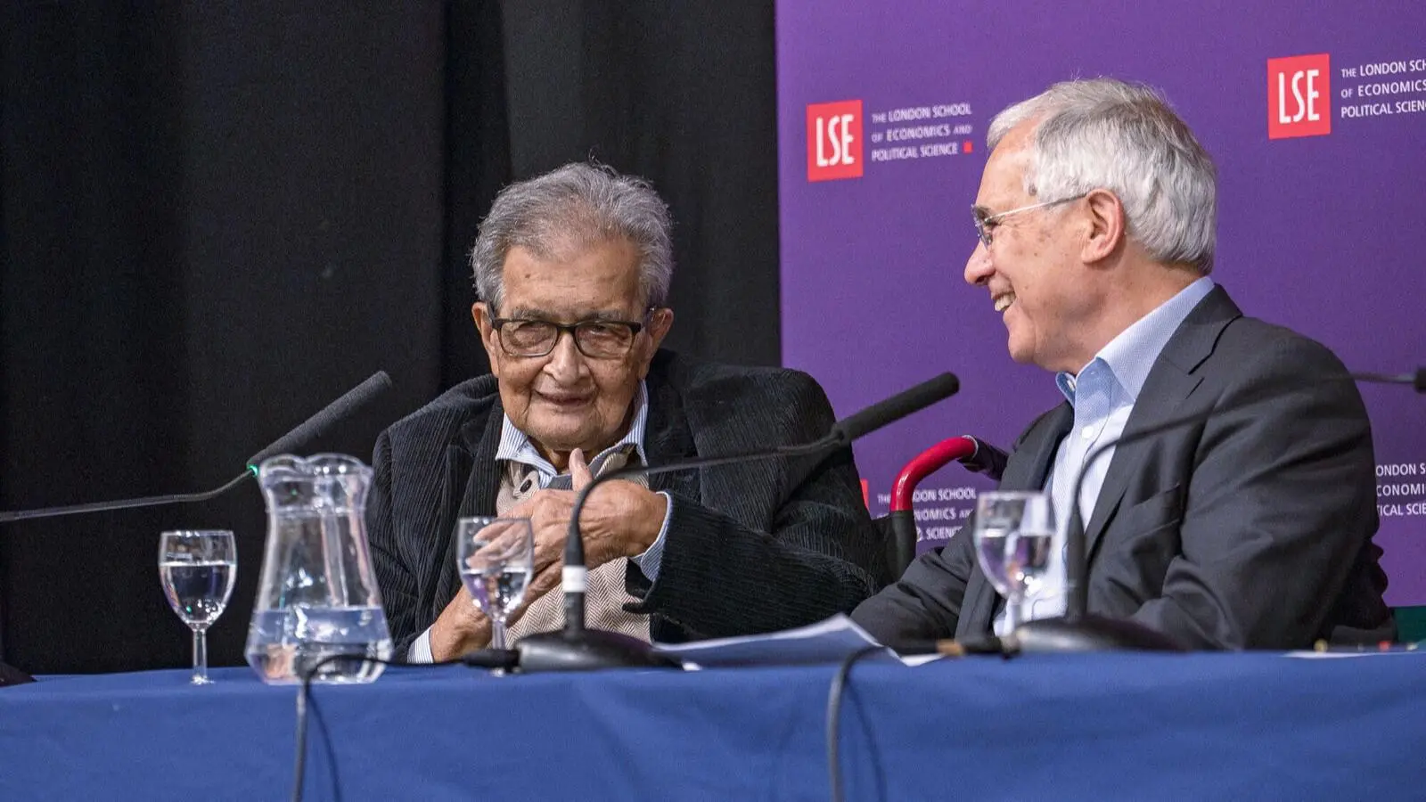 LSE alumnus and Nobel Prize winner Amartya Sen with Professor Lord Nicholas Stern at the Global School of Sustainability launch event on Tuesday 10 June 2025.