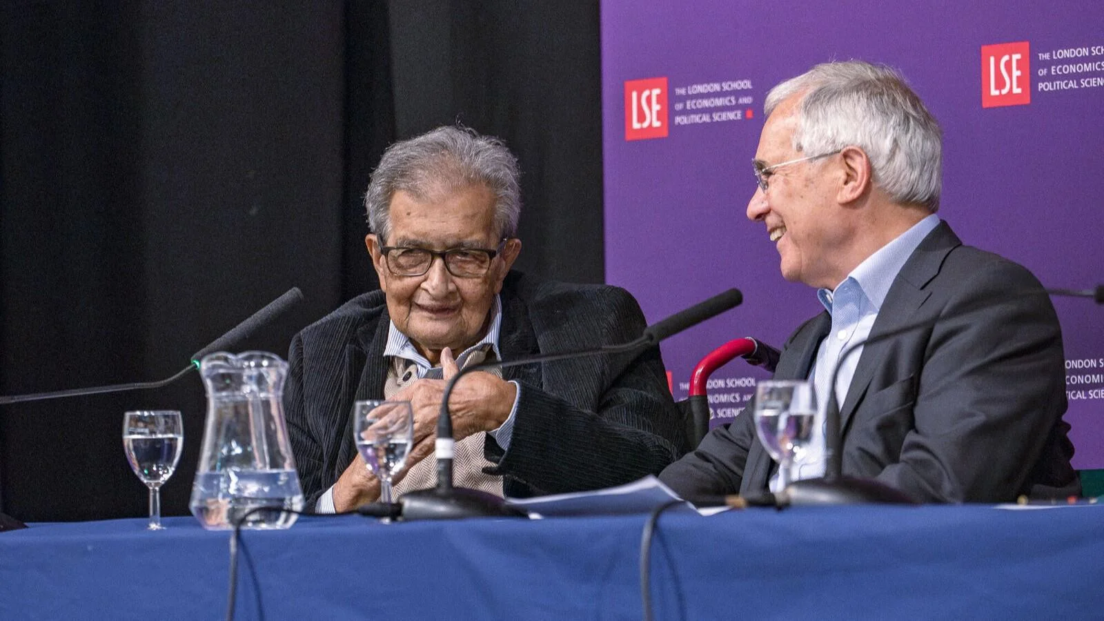 LSE alumnus and Nobel Prize winner Amartya Sen with Professor Lord Nicholas Stern at the Global School of Sustainability launch event on Tuesday 10 June 2025.