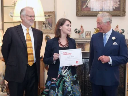 Certificate presentation at the Faith Leadership Awards with Craig Calhoun and King Charles