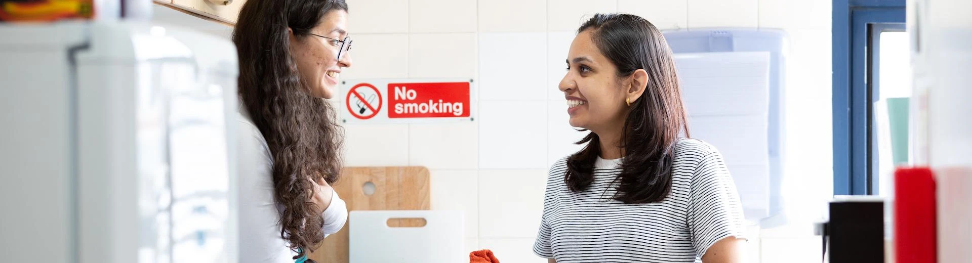 Students in a halls kitchen