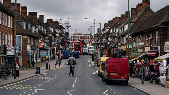 An urban high street in London