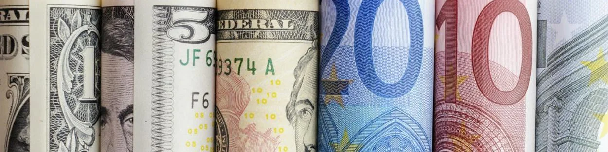 rolled up notes of different currency