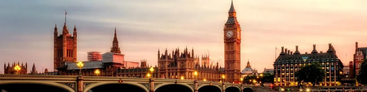 London skyline with the Houses of Parliament in the background