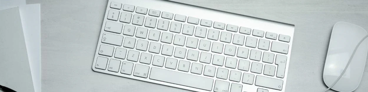 A computer keyboard and mouse.