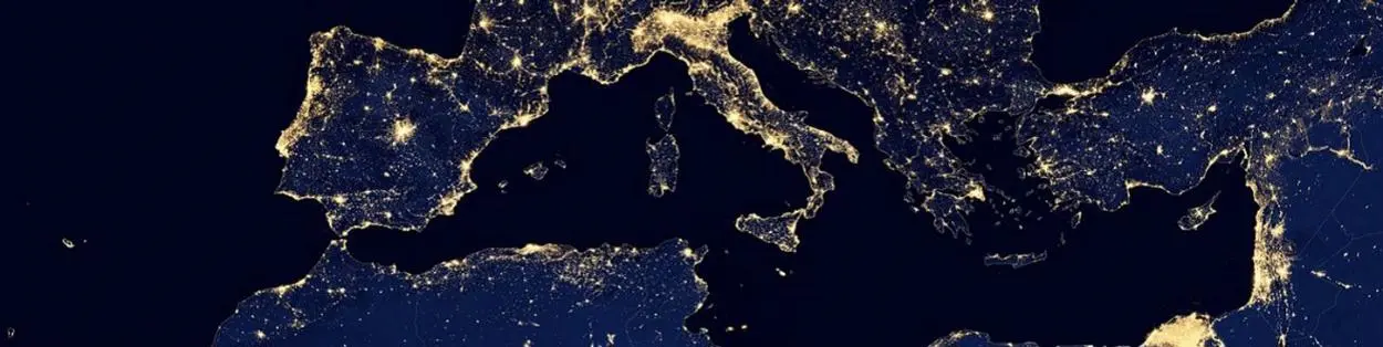 A map of Europe at night taken from Space
