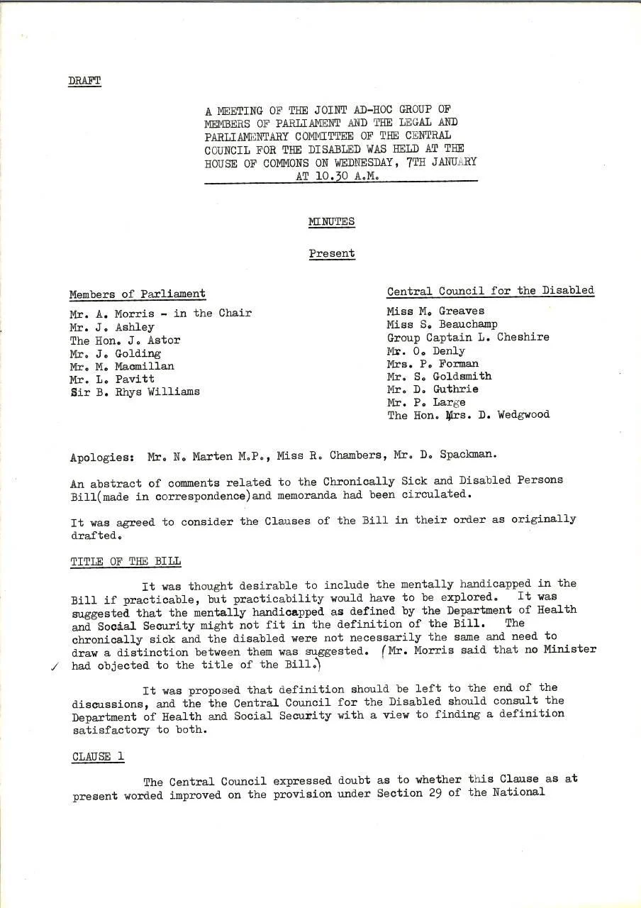 Minutes of the Joint Ad Hoc Committee, 7th January 1970