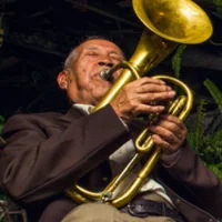 man playing musical instrument