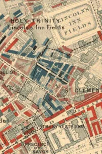 A small section of a colourful map showing the area around Lincoln's Inn Fields.