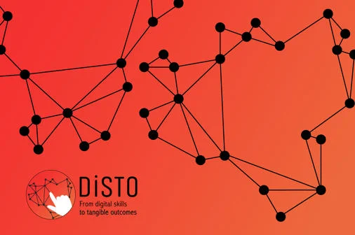 Orange background black nodes linked together by lines