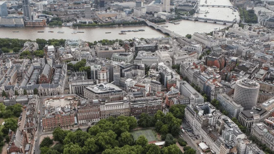 Bird's eye view of lse campus by the river thames