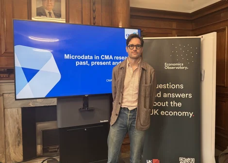 Jakob Schneebacher presenting a title slide: "Microdata in CMA research"