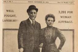 Front cover of The Suffragette featuring Lansbury and his wife