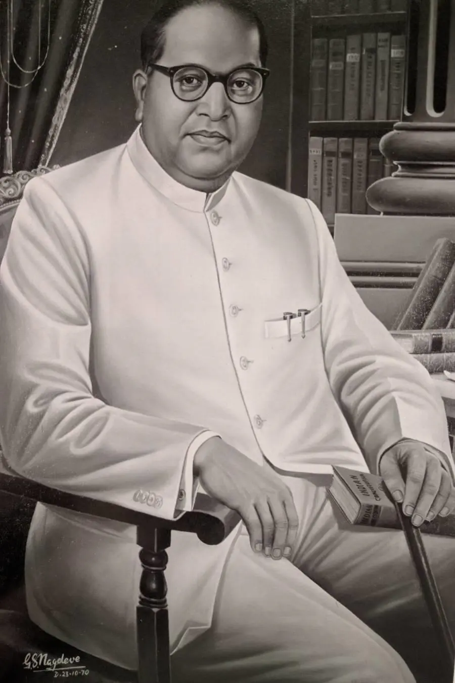 Portrait of Ambedkar by G. S. Nagdeve.