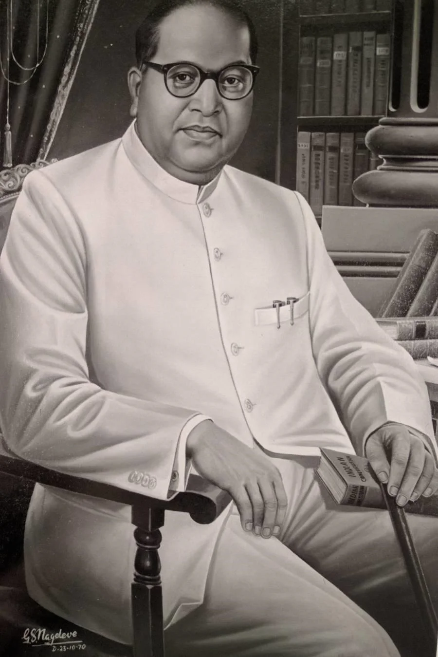 Portrait of Ambedkar by G. S. Nagdeve.
