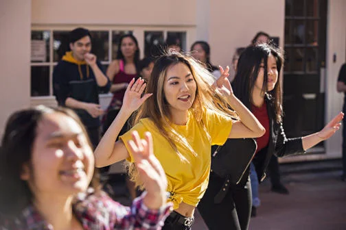 LSE students dancing on campus