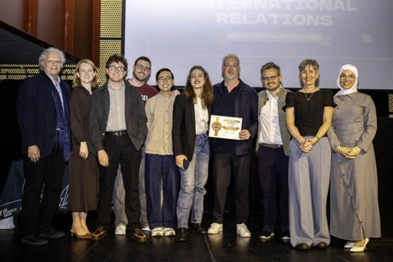 Members of the Department of International Relations receiving their LSESU Award for Departmental Excellence 2026