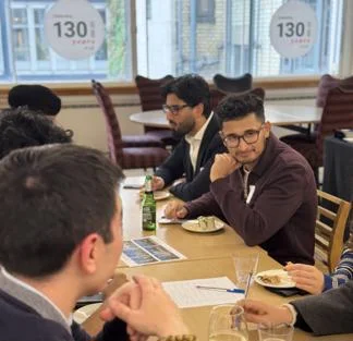 Students discussing quiz