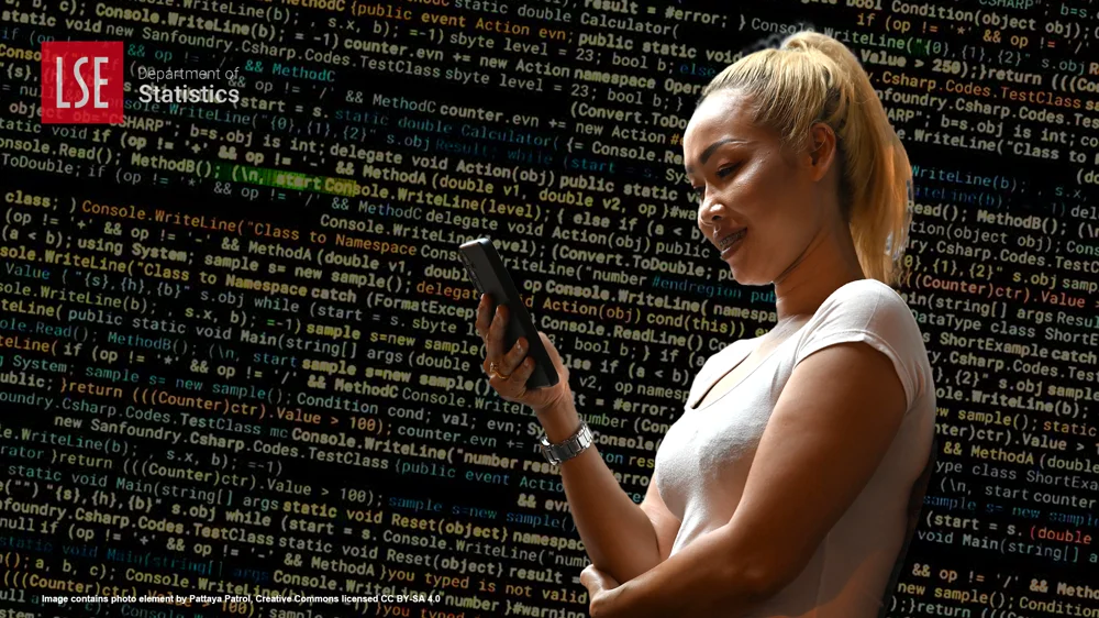 MCGRAD blog graphic with lines of code and a woman reading her phone