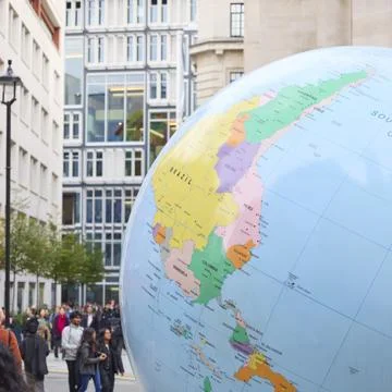 “The World Turned Upside Down” sculpture on the LSE campus