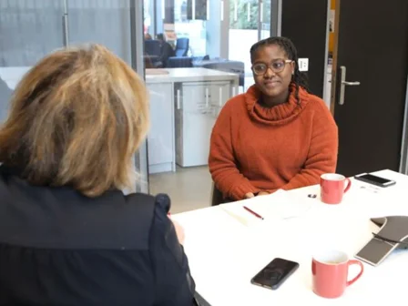 Two people having a meeting