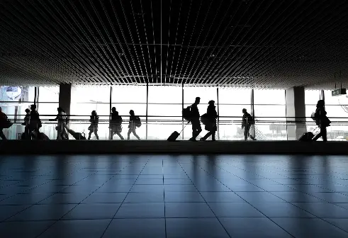 People walking at an airport