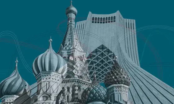 The Kremlin positioned next to the Azadi tower.