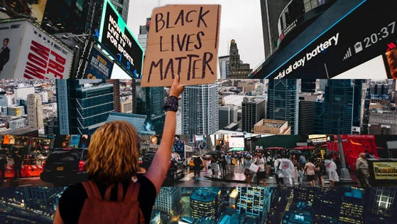Black lives matter with urban building scenes
