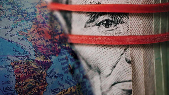 Montage of a map and a face