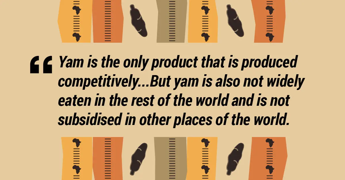 Quote about yam being Africa's only competitive export
